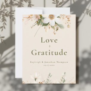 Carte De Remerciements Aquarelle moderne beige Mariage floral
