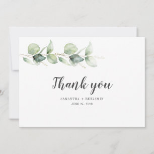 Carte De Remerciements Aquarelle moderne Eucalyptus Mariage de verdure