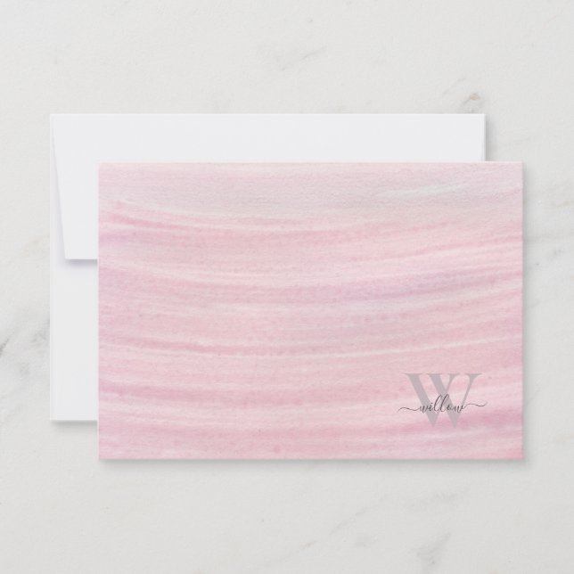 Carte De Remerciements Aquarelle moderne Monogram rose Grey (Devant)