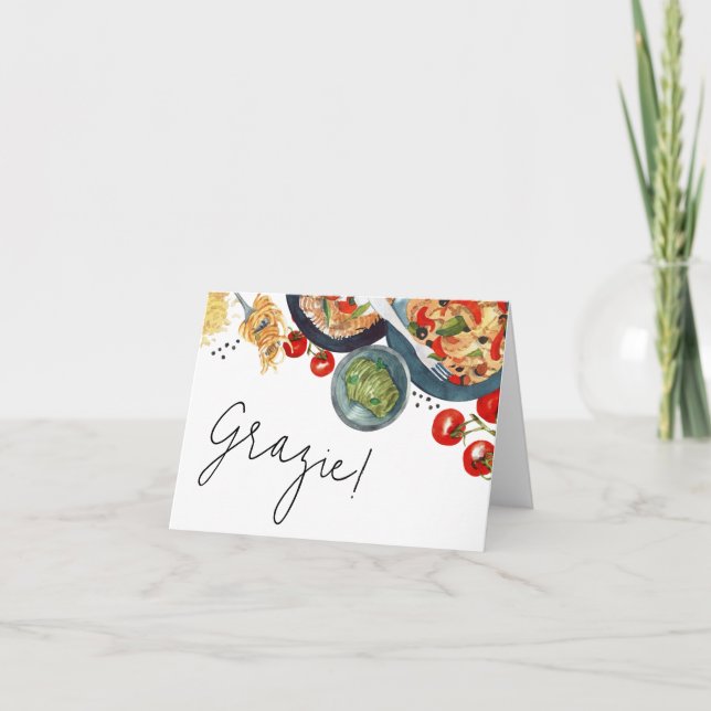 Carte De Remerciements Aquarelle Nourriture Italienne C'est de l'amour !  (Devant)