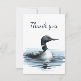 Carte De Remerciements Aquarelle Oiseau commun Loon Faune Nature Animal