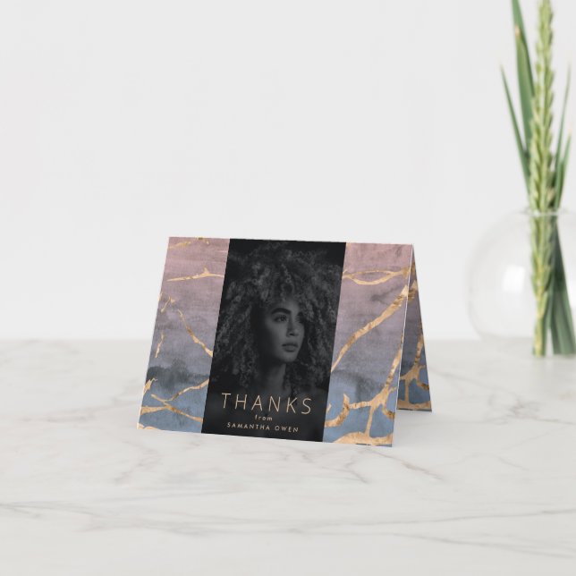 Carte De Remerciements aquarelle ombre oasis or moderne University Grad (Devant)