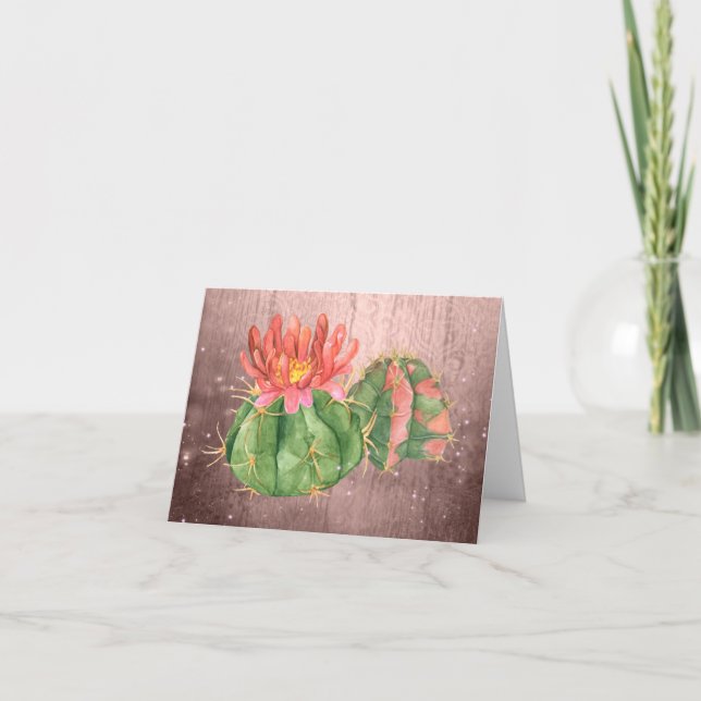 Carte De Remerciements Aquarelle Orange Floroming Cactus brun-brun (Devant)