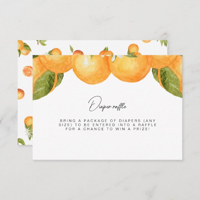 Carte De Remerciements Aquarelle Oranges Diaper tag (Devant / Derrière)