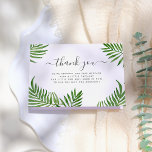 Carte De Remerciements Aquarelle Palm Feuilles et élégante calligraphie<br><div class="desc">Une carte de remerciement qui correspond à notre collection Safari Animals Wild One Baby shower. Cette carte pliée est dotée d'un cadre avec des feuilles de palmiers aquarelle. "Merci" est écrit dans une calligraphie élégante. Ci-dessous, un message de remerciement peut être modifié. À l'intérieur de la carte, il y a...</div>
