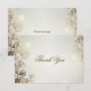 Carte De Remerciements Aquarelle Party Golden Eucalyptus Foliage brillant