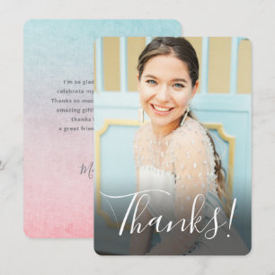 Carte De Remerciements Aquarelle Pastel Fond Complet Photo Aqua