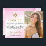 Carte De Remerciements Aquarelle Pastel Pink Gold Photo Bat mitzvah<br><div class="desc">Aquarelle Pastel Pink Gold Bat mitzvah Photo Carte de remerciements</div>
