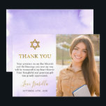 Carte De Remerciements Aquarelle Pastel Purple Gold Bat mitzvah Photo<br><div class="desc">Aquarelle Pastel Purple Gold Bat mitzvah Photo Carte de remerciements</div>
