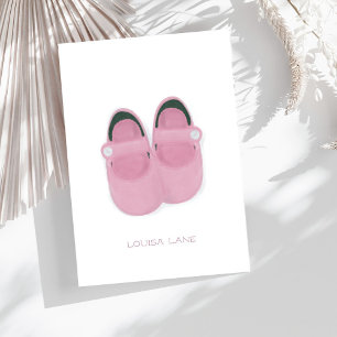 Carte De Remerciements Aquarelle personnalisée Chaussures pour bébé rose