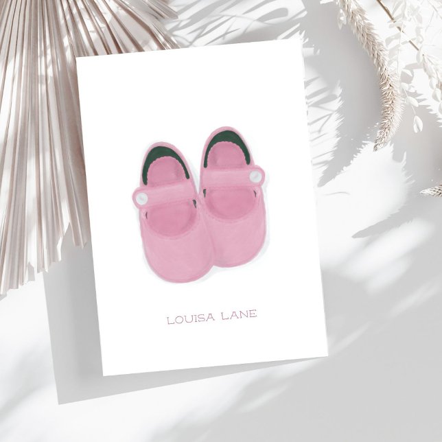 Carte De Remerciements Aquarelle personnalisée Chaussures pour bébé rose (Créateur téléchargé)