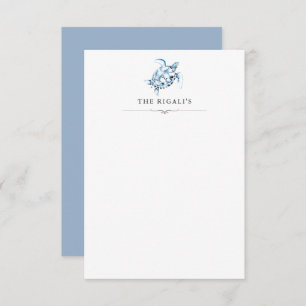 Carte De Remerciements Aquarelle personnalisée Tortue bleue