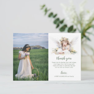 Carte De Remerciements Aquarelle Petit Angle Première Communion Sainte