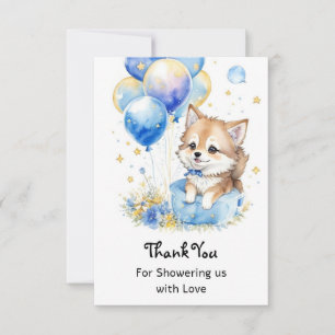 Carte De Remerciements Aquarelle Petit Loup Baby shower
