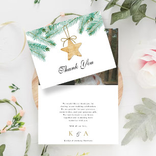 Carte De Remerciements Aquarelle Pine Boughs Mariage d'hiver Photo