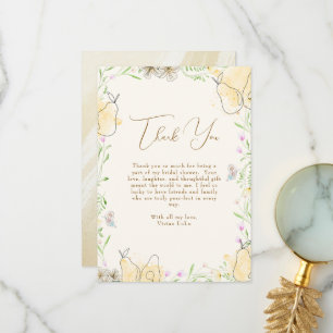 Carte De Remerciements Aquarelle Poire Jardin Floral Baby shower