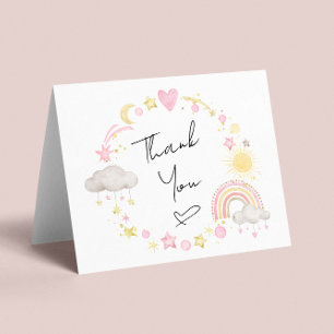 Carte De Remerciements Aquarelle Rainbow Baby Girl Douche