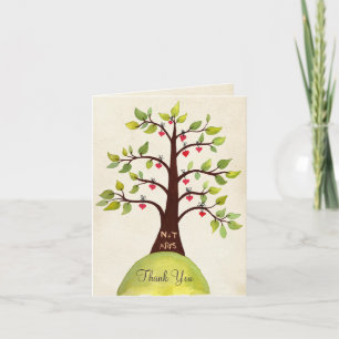 Carte De Remerciements Aquarelle Ressort Monogramme Arbre