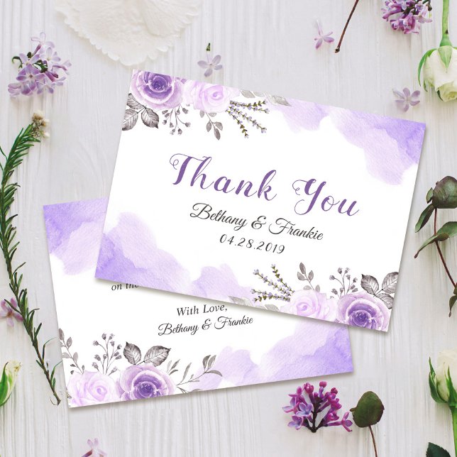 Carte De Remerciements Aquarelle romantique Pastel violet Floral (Créateur téléchargé)