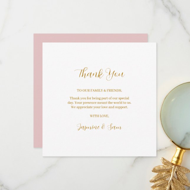 Carte De Remerciements Aquarelle ROSE (Devant/Arrière en situation)