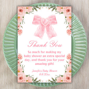 Carte De Remerciements aquarelle rose arc floral fille baby shower