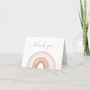 Carte De Remerciements Aquarelle rose Baby shower arc-en-ciel