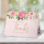 Carte De Remerciements Aquarelle rose bat mitzvah Floral Script moderne<br><div class="desc">Assurez-vous que votre Bat mitzvah préféré exprime sa reconnaissance à tous ceux qui ont soutenu son événement marquant! Envoyez cette carte de remerciements sophistiquée et personnalisée ! Une étonnante aquarelle fleurie rose et pêche avec typographie de feuille d'or faux et rose sans serif moderne poussiéreux type superpose un arrière -...</div>