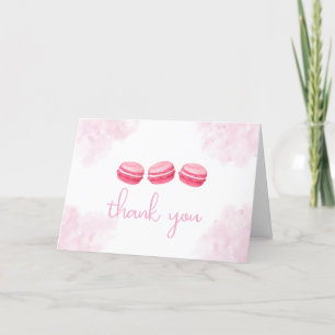 Carte De Remerciements Aquarelle rose Bonjour Bébé Macaron Baby shower