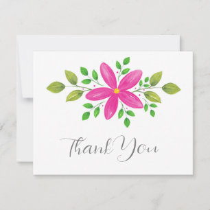 Carte De Remerciements Aquarelle rose chaud Swag