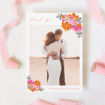 Carte De Remerciements Aquarelle rose et orange Floral Romantique Mariage<br><div class="desc">Montrez de la gratitude avec ces cartes modernes et élégantes,  avec des couleurs vives,  floral aquarelle,  votre photo et texte personnalisés. Ajoutez facilement vos détails en cliquant sur l'option "personnaliser".</div>