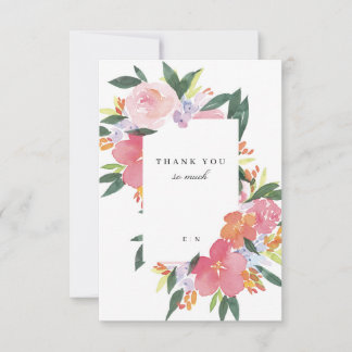 Carte De Remerciements Aquarelle rose Floral