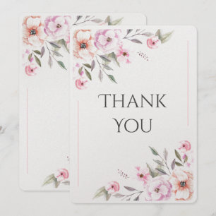Carte De Remerciements Aquarelle rose Floral moderne