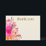 Carte De Remerciements Aquarelle rose or Floral Élégante Typographie<br><div class="desc">Aquarelle rose et or moderne Floral Simple Élégant Carte de remerciements</div>