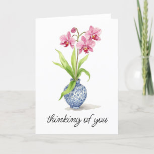Carte De Remerciements Aquarelle rose orchidée Florale