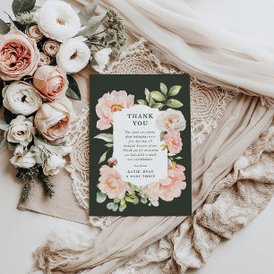 Carte De Remerciements Aquarelle rose pâle Baby shower Floral