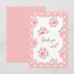 Carte De Remerciements Aquarelle rose Polkadot