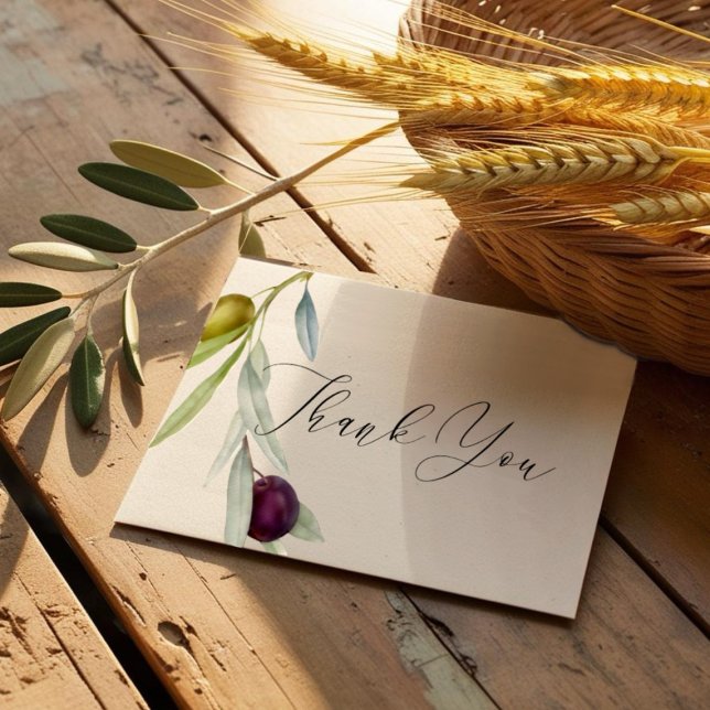 Carte De Remerciements Aquarelle simple de la branche verte et noire de l (Créateur téléchargé)