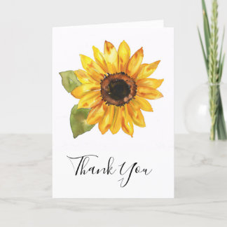 Carte De Remerciements Aquarelle simple de tournesol