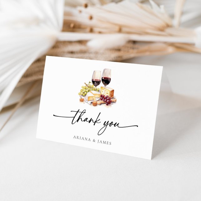 Carte De Remerciements Aquarelle simple vin et fromage (Créateur téléchargé)