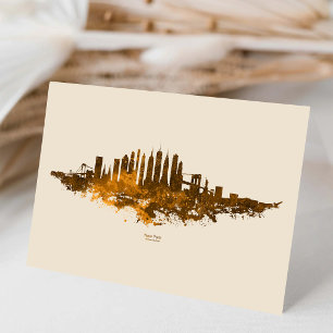 Carte De Remerciements Aquarelle Skyline de New York en orange