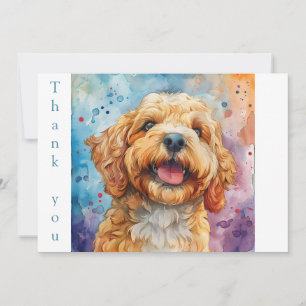 Carte De Remerciements Aquarelle souriante Goldendoodle