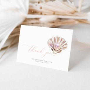 Carte De Remerciements Aquarelle Sous Le Baby shower Sea Little Pearl