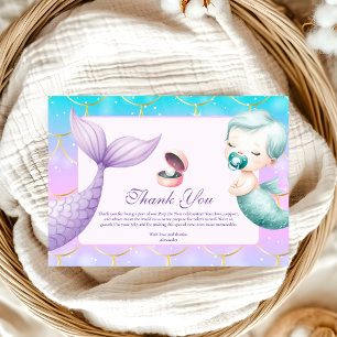 Carte De Remerciements Aquarelle Sous Le Baby shower Sea Little Pearl