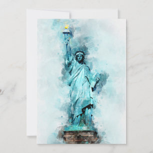 Carte De Remerciements Aquarelle Statue de la Liberté