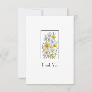 Carte De Remerciements Aquarelle, stylo et bouquet floral en encre