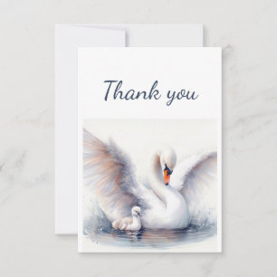 Carte De Remerciements Aquarelle Swans Oiseau Faune Nature Animal