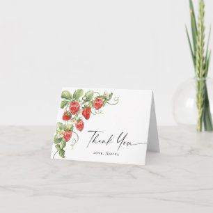 Carte De Remerciements Aquarelle tendance Fraise de prairie
