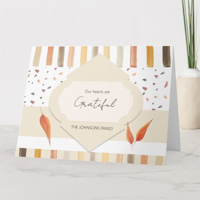 Carte De Remerciements Aquarelle Thanksgiving Autumn Pastel Feuilles (Devant)