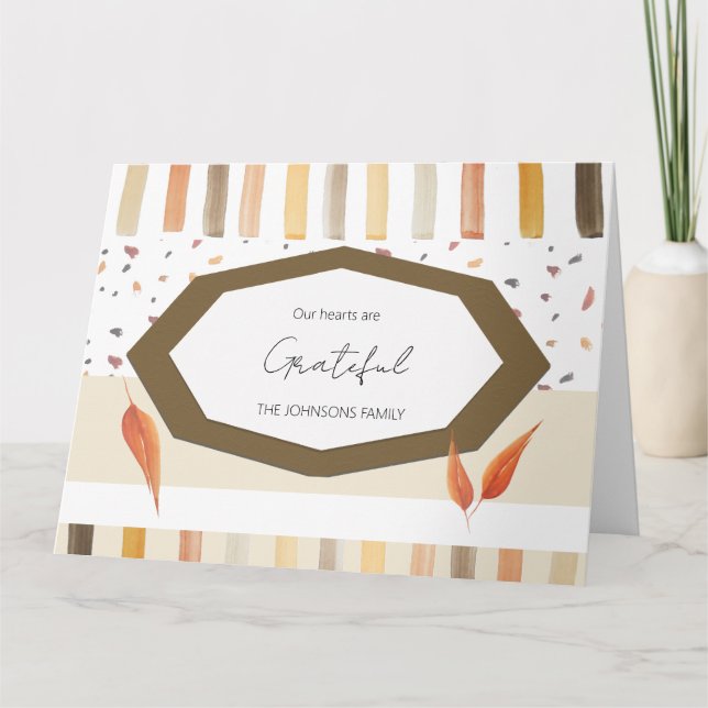 Carte De Remerciements Aquarelle Thanksgiving Autumn Pastel Feuilles (Devant)