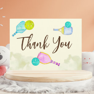Carte De Remerciements Aquarelle Thème Pickleball Fête d'anniversaire